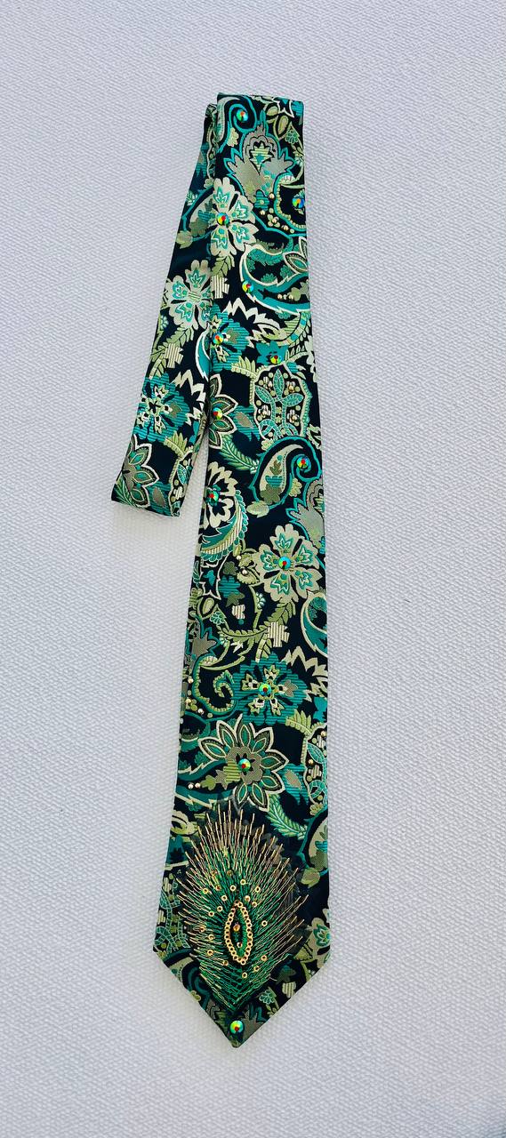 Emerald Peacock Flourish Tie
